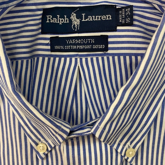 Ralph Lauren Mens Classic Fit Striped Button Down Shirt Long Sleeve Polo Pony 16 - Picture 4 of 11